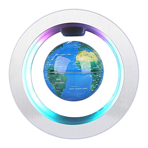 Forma C de Globo Flotante de levitación magnética rotación del mapa del mundo con luces LED Tierra Globo Para Decoración de Escritorio Regalo de Cumpleaños de Navidad (EU)
