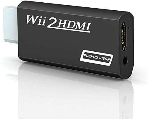 GANA Wii a HDMI Adaptador, Wii a HDMI convertidor Conector con Salida de vídeo de 1080p/720p y 3,5 mm Audio - Soporta Todos los Modos de visualización de Wii (Wii a HDMI Negro)