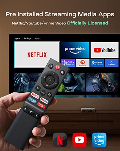 【APP integrada】Proyector 4K Soporte - Proyector Portátil WiFi Bluetooth Full HD 1080P Nativo, 12000 Lúmenes, Integrado en Netflix/Prime Video/Youtube, YOTON Y9 Proyector Conecta con HDMI/USB