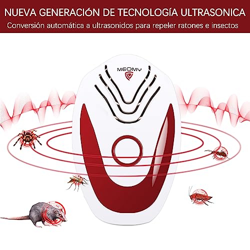MEOMY Repelente Ultrasónico Mosquitos, Repelente de Plagas Ultrasónico de Nueva Tecnologías para 2023, Repelente para Topos, Ratas y Ratones, Mosquitos, Cucarachas, Ácaro